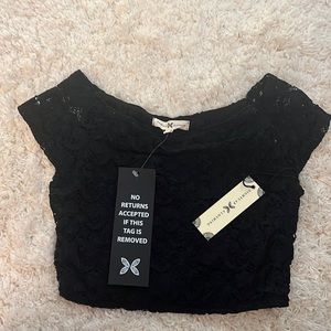 Nightcap Lace black crop top size S